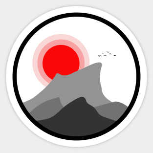 Minimalist Landscape - Gray Mountains Sticker